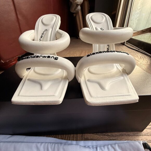 NEW Alexander Wang Julie Tubular Sandal White Leather Size 7 - Picture 5 of 15